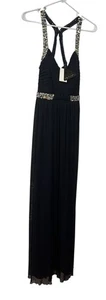 NWT City Triangles Column Chiffon Maxi Gown Juniors 11 Navy Rhinestones READ - Picture 1 of 17
