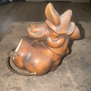 Vintage Ceramic Donkey Ashtray 1960's Cigarette Holder With Brass - Picture 1 of 8
