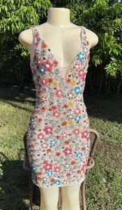 JOVANI MEHRFARBIGES STARK VERZIERTES ÄRMELLOSES TAILLIERTES COCKTAILKLEID Gr. 2 - Bild 1 von 23