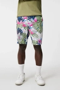 J Lindeberg Men's TIM Golf Print Shorts Waist 32" Calypso Oil Green NWT NEW - Picture 1 of 10