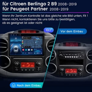 13.1” Carplay Autoradio Für Peugeot Partner Citroen Berlingo 2 B9 WIFI 4G BT 32G - Bild 1 von 12
