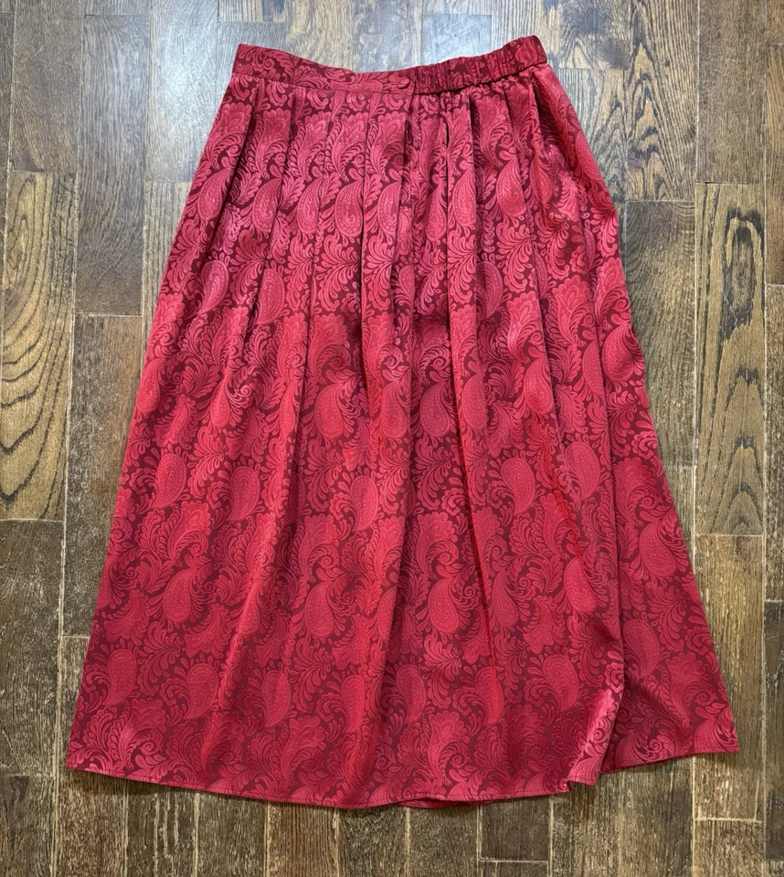 Falda De Colección Susan Bristol Para Mujer Talla 12 Roja Estampado Floral Casa Pradera Naturaleza Foto 1 de 4