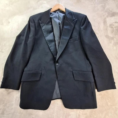 Vintage After Six Tuxedo Jacket Mens 42 Short Satin Lapel Milton Blazer 90s - Image 1 of 4
