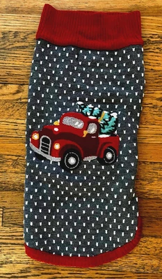 Suéter Petrageous Navidad Perro Rojo Camión Árbol Vacaciones Tejido Mascota Ropa Grande Foto 1 de 4