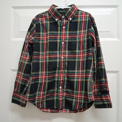 Crewcuts Boys Button Down Shirt Tartan Size 8 Plaid Stretch Poplin Holiday  - Image 1 of 4