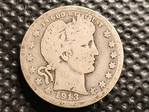 1913-D Barber Quarter USA Silver 25c Coin - Lower Mint ~1.45 Mil (#012) - Picture 1 of 2