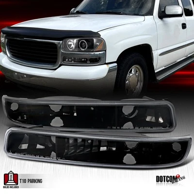 Fit 1999-2006 GMC Sierra Yukon Jet Black Bumper Lights Turn Signal Parking Lamps - Изображение 1 из 4