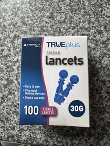 True Plus Trividia Sterile Lancets 33G Box 100 for True Result Brand New Sealed - Picture 1 of 3
