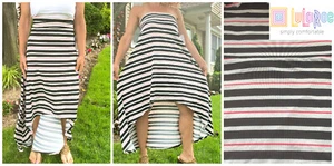 LULAROE OLIVIA HI LOW MAXI YOGA STRIPE SLINKY B&W SKIRT STRAPLESS DRESS NWT L🌺 - Picture 1 of 11
