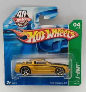 Tarjeta corta 40th Hot Wheels T-Hunt #04/12 Ford Mustang GT 2008 coleccionista #164/172 - Imagen 1 de 3