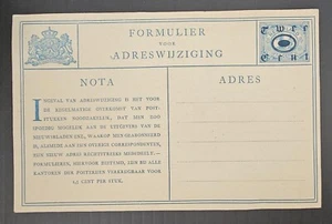 c. 1900s Netherlands Address Change Form ties 2c O/P stamp Unused - Bild 1 von 2