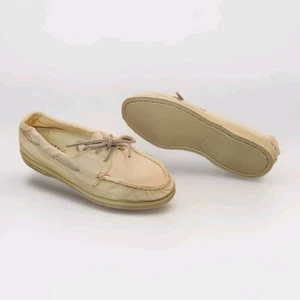 Sperry Top Sider womens Authentic Original Washed Boat Shoes Ivory 5.5M New - Picture 1 of 13