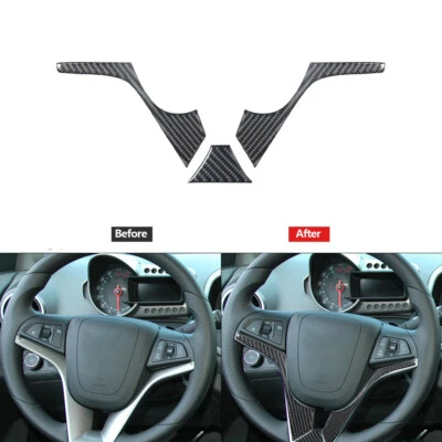 3Pcs Carbon Fiber Steering Wheel Accent Cover Trim For Chevrolet Sonic 2012-2016 — 第 1/4 张图片