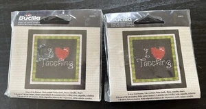 I LOVE TEACHING (Corazón) Bucilla Mini Marco Kits de Punto de Cruz Maestro Regalo Lote 2 - Imagen 1 de 7