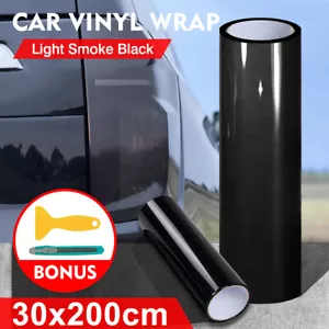 Dark Smoke Black 2Mx30CM Car Headlight Tint Wrap Tail Fog Light Vinyl Wrap Kit - Picture 1 of 9