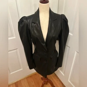 Blazer de cuero sintético negro mangas abullonadas RIA COVE NUEVO CON ETIQUETAS PARA MUJER TALLA 2 EE. UU./Talla 6 Reino Unido - Imagen 1 de 12