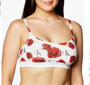 Sujetador bralette para mujer Calvin Klein CK One algodón sin forro, estampado de rosas con encanto XS - Imagen 1 de 2