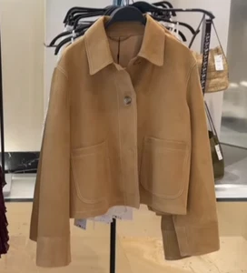 ZARA BNWT 2025. CAMEL SAND SUEDE LEATHER JACKET LIMITED EDITION. 2521/043/704 - Picture 1 of 13