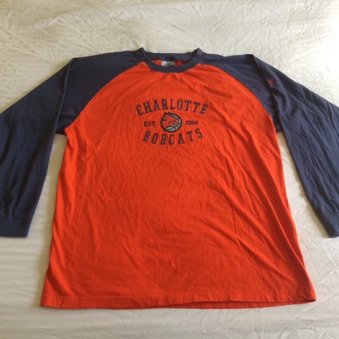 RARE Charlotte Bobcats Reebok XL Long Sleeve Shirt NBA Basketball Hornets Cover