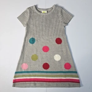 Crazy 8 Girls Gray Polkadot Striped Knit Sweater Dress Sz SM 5/6 Short Sleeve - Picture 1 of 8