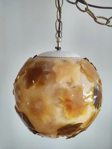 ✨Vtg. Mid-century Modern Chunky Lucite Swag Ceiling Mount Lamp Rock Candy Nice! - Picture 1 of 7