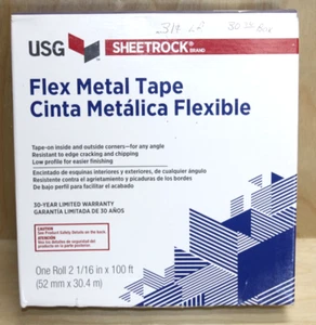 USG Sheetrock 100 ft x 2-1/16" Reinforced Self Adhesive Flex Metal Tape Corners - Picture 1 of 3