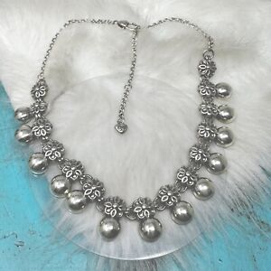 Brighton Rajasthan Garden Floral Necklace Silver Plate Ball Link Collar NWOT