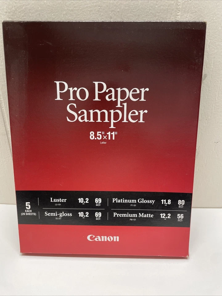 Canon Pro Paper Luster Sampler Pack 8.5 x 11" - Total 20 Sheets #8657B012 - Image 1 of 2