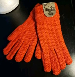 Vtg NWT Wool Blend Orange Womens Knit Gloves Hungarotex Budapest Hungary Size 9 - Picture 1 of 6