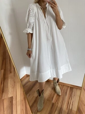 ❤️H&M NEU WEISS STICKEREI KLEID MIDI MAXI BAUMWOLLE BOHO BOHEMIAN - Bild 1 von 4