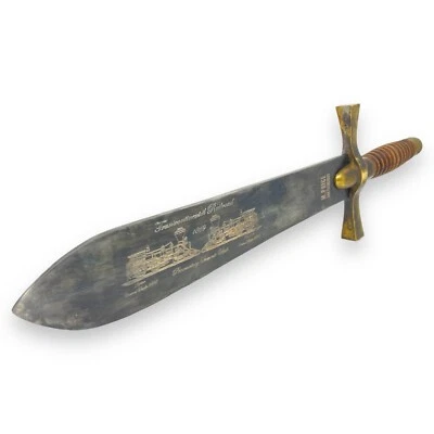 Bowie Train Knife W/ Etched Blade Transcontinental Railroad 1869 Antique Finish - Image 1 of 4
