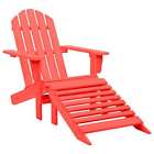 Vidaxl Garden Adirondack Chair With Ottoman Solid Fir Wood Red Durable