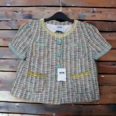 Moschino Crop Pastal Tweed Style Jacket Sz 42 Uk 10 BNWT - Image 1 of 4