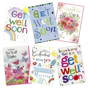 Carte Get Well Soon *VARI DISEGNI* Carta Adulti Maschio Femmina - 7,5"x5,25" - Foto 1 di 20