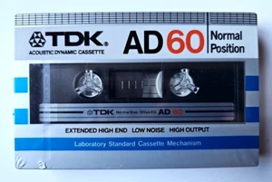 TDK AD 60 Blank Audio Cassette Tape Brand New Sealed Rare 1982 Made in Japan - Imagen 1 de 13