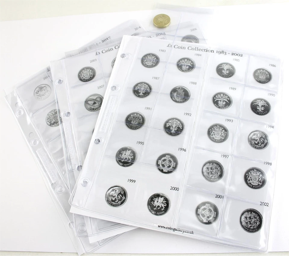 Coingallery Decimal £1 Coin Collection Template Sheets 1983 - 2017