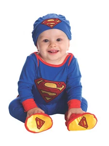Rubies Superman Jumpsuit Kids/Baby Dress Up Party Superhero Costume Size 6-12 - Picture 1 of 4