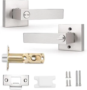 Probrico Interior Privacy Door Lever for Bedroom Stainless Steel Bathroom Flat - Picture 1 of 12