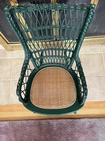 Antique Small Green Wicker Child's or Doll's Rocking Chair Cover