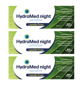 HydraMed Night Sensitive Eye Salbe (lanolinfrei) 5g x 3 Packungen UK-Bestand NEU - Bild 1 von 4