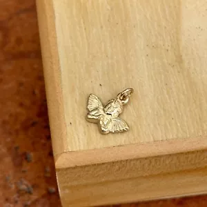 14KT Gelbgold solide betende Hände 2D Engel Baby Cherub Anhänger Charm 12 mm - Bild 1 von 8