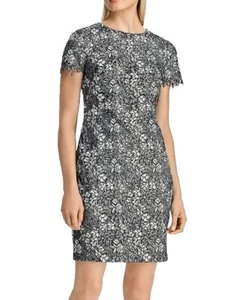 Lauren Ralph Lauren Women's Embroidered Floral Lace Sheath Dress Grey Black 14 - Picture 1 of 12