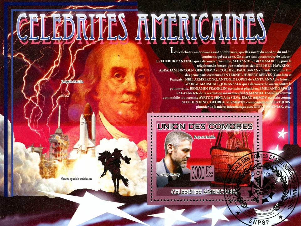 Comoro Islands Stamps - (2009) - S/Sheet -Famous American People - Cancelled - Image 1 of 1