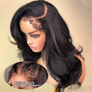 Pelucas de cabello humano frontal de encaje sueltas onduladas corporales 13x6 HD bordes rizados cabello rizado de bebé - Imagen 1 de 13