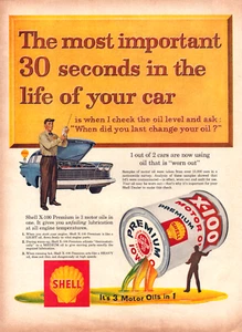 Shell Motor Oil Check Your Oil Important Service Man Vintage Print Ad 1960 - Picture 1 of 4