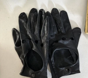 VINTAGE Mens Leather Riding Moto Gloves Black Medium EUC - Picture 1 of 4