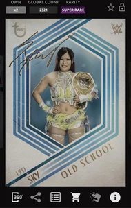 TOPPS WWE SLAM DIGITAL IYO SKY SUPER RARO VIEJA ESCUELA 25 FIRMA AZUL - Imagen 1 de 2