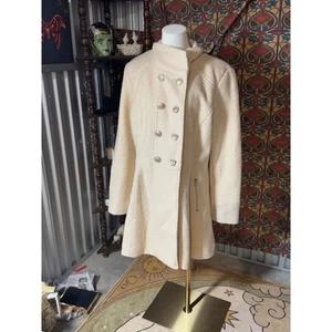 Guess est. Abrigo para mujer 1981 mezcla de lana guisante beige crema talla XL invierno - Imagen 1 de 5