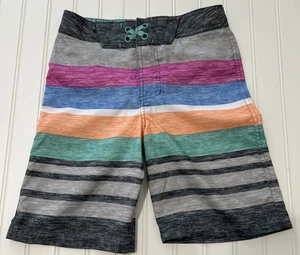 Art Class Boys' Size 10 Multicolor Striped Board Shorts with Mesh Liner - Picture 1 of 10