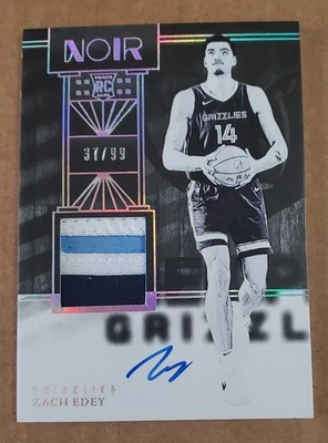 2024-25 Panini Noir Zach Edey RC Rookie Patch Auto (On Card) Holo #'d 37/99 - Image 1 of 2